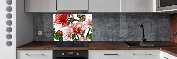 Cooker splashback Hibiscus