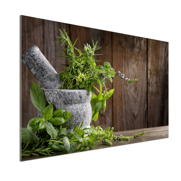 Kitchen splashback Herbs in a mortar