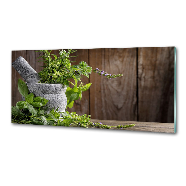 Kitchen splashback Herbs in a mortar