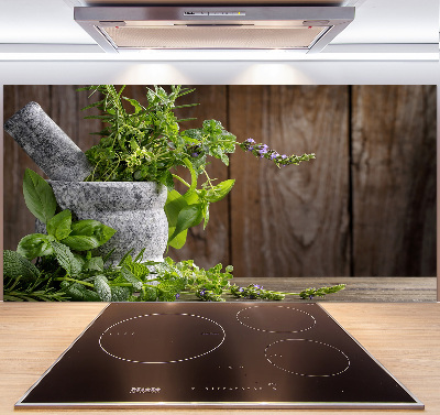 Kitchen splashback Herbs in a mortar