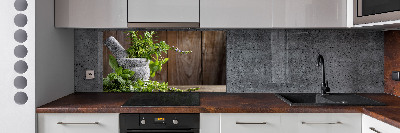 Kitchen splashback Herbs in a mortar