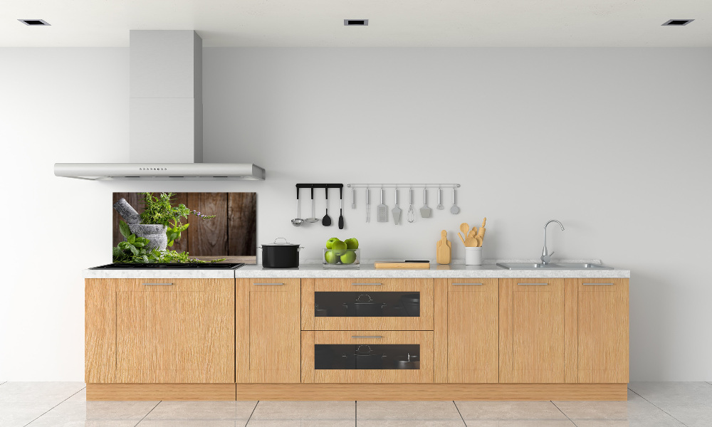 Kitchen splashback Herbs in a mortar