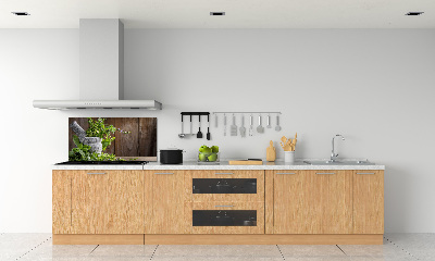 Kitchen splashback Herbs in a mortar