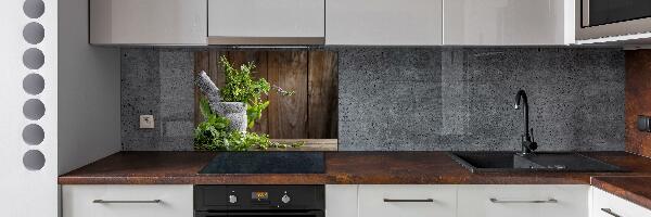 Kitchen splashback Herbs in a mortar