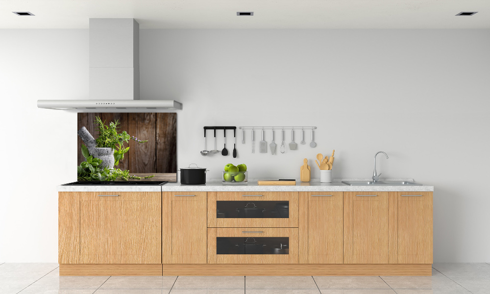 Kitchen splashback Herbs in a mortar