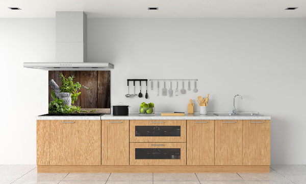 Kitchen splashback Herbs in a mortar