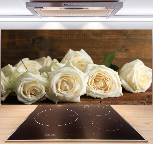 Cooker splashback White roses