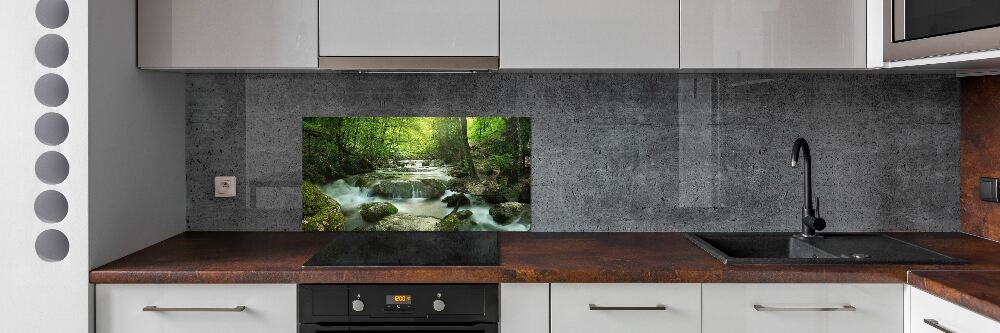 Cooker splashback Waterfall in the forest