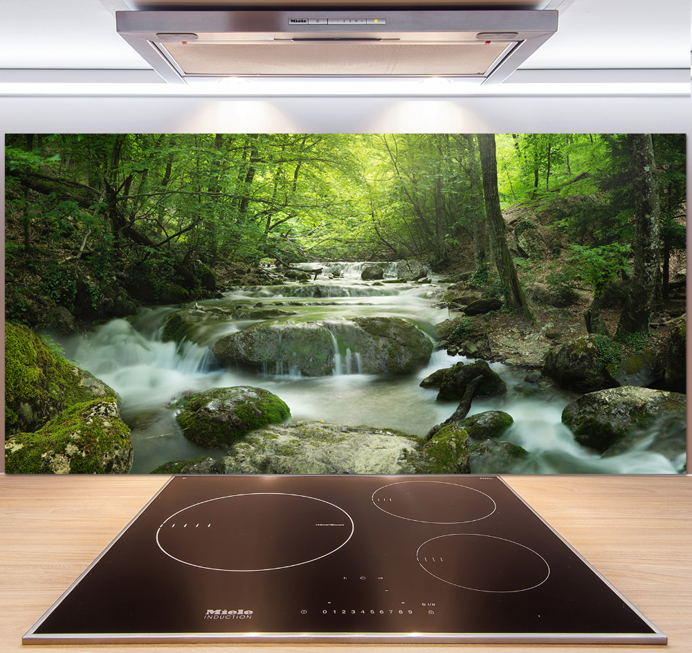 Cooker splashback Waterfall in the forest