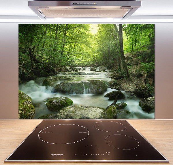 Cooker splashback Waterfall in the forest