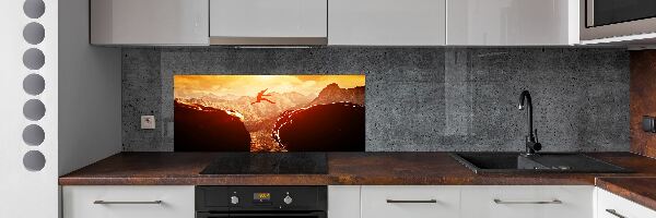 Cooker splashback Jump over the abyss