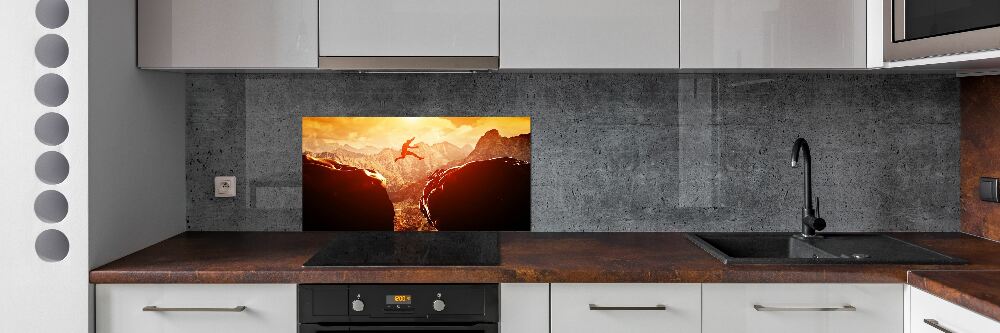 Cooker splashback Jump over the abyss