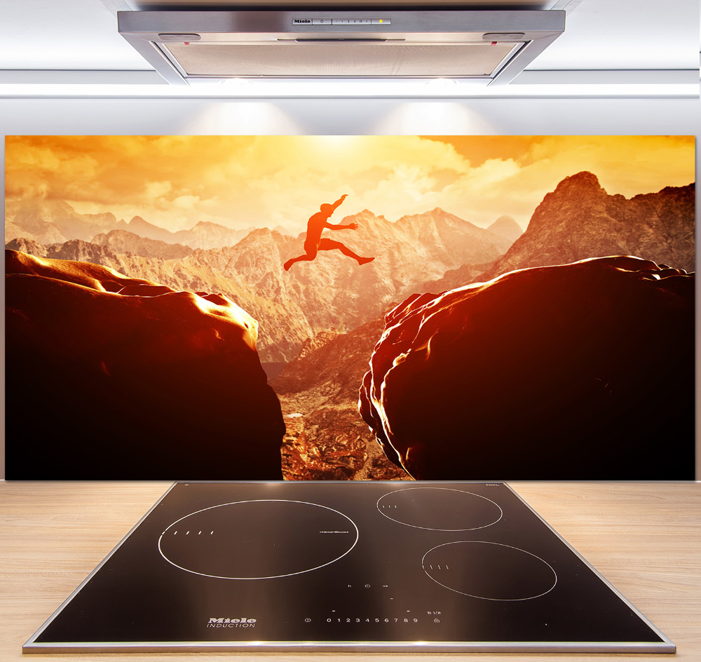 Cooker splashback Jump over the abyss