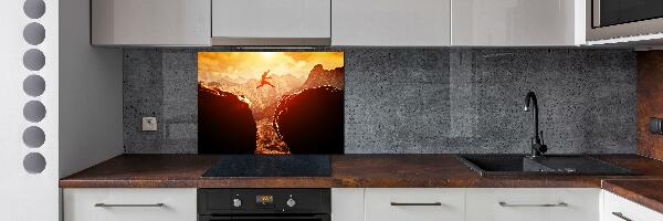 Cooker splashback Jump over the abyss