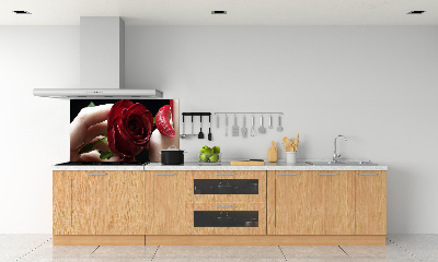 Cooker splashback A woman with a rose