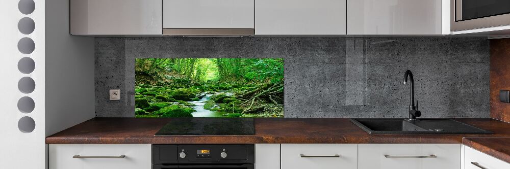 Cooker splashback Stream in the forest