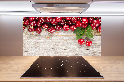 Cooker splashback Cherries on wood