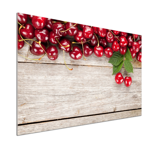 Cooker splashback Cherries on wood