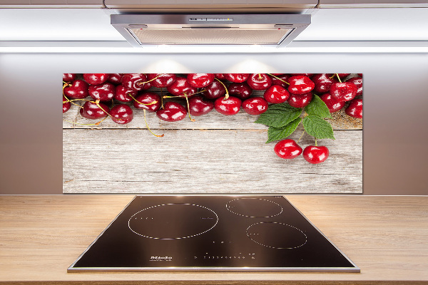 Cooker splashback Cherries on wood