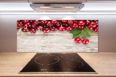 Cooker splashback Cherries on wood