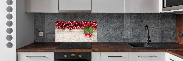 Cooker splashback Cherries on wood