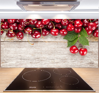 Cooker splashback Cherries on wood