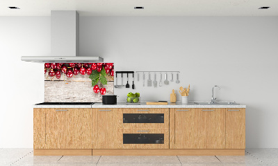 Cooker splashback Cherries on wood