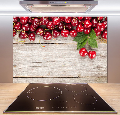 Cooker splashback Cherries on wood