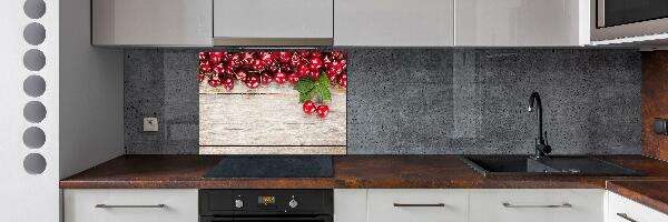 Cooker splashback Cherries on wood