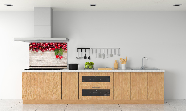 Cooker splashback Cherries on wood