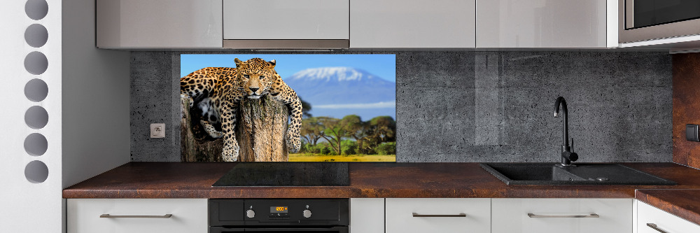 Cooker splashback Leopard on the trunk