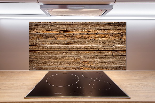 Glass splashback Wooden wall