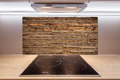 Glass splashback Wooden wall