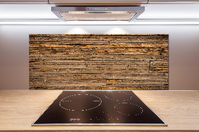 Glass splashback Wooden wall