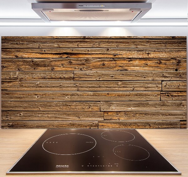 Glass splashback Wooden wall