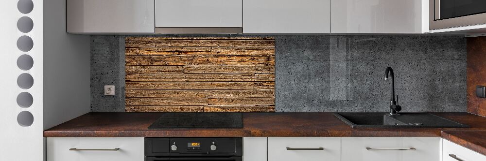 Glass splashback Wooden wall