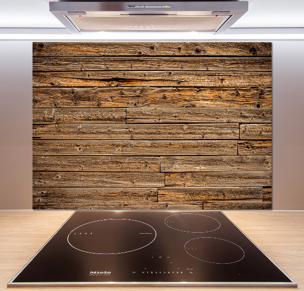 Glass splashback Wooden wall