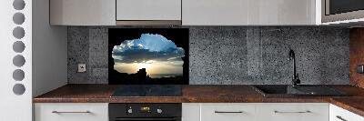 Glass splashback Sunset