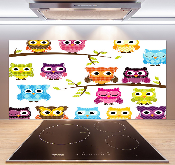 Kitchen splashback Colorful owls