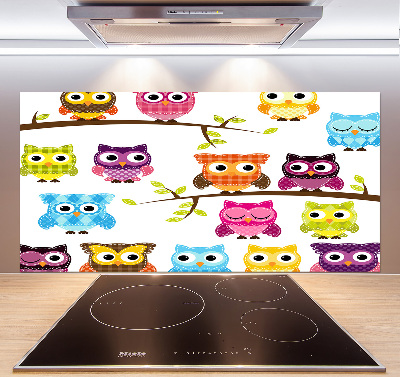 Kitchen splashback Colorful owls