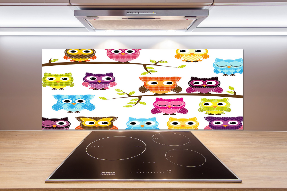 Kitchen splashback Colorful owls