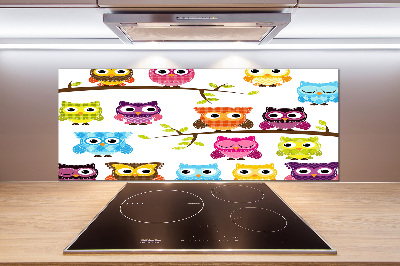 Kitchen splashback Colorful owls