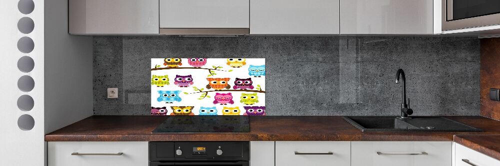 Kitchen splashback Colorful owls