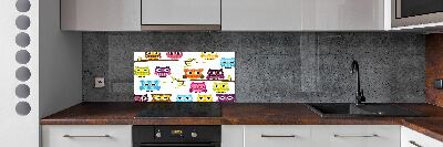 Kitchen splashback Colorful owls