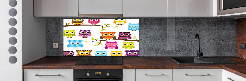 Kitchen splashback Colorful owls