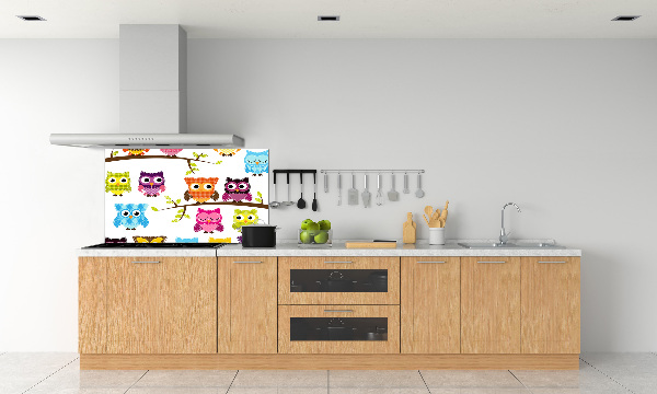 Kitchen splashback Colorful owls