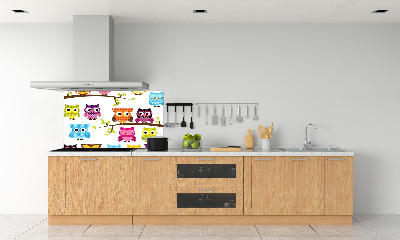 Kitchen splashback Colorful owls