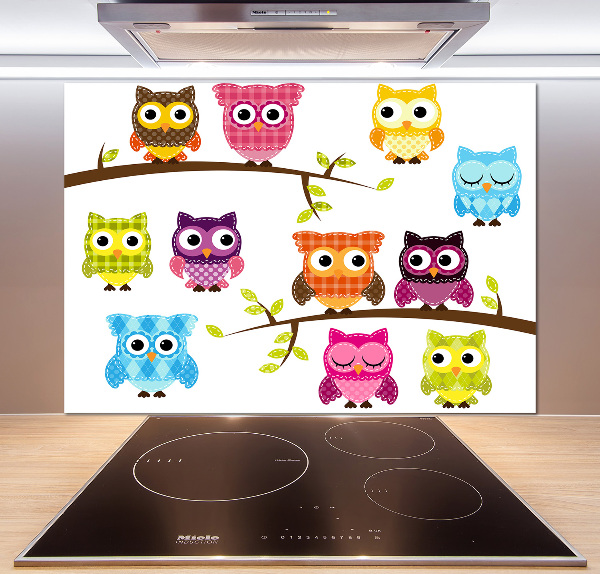 Kitchen splashback Colorful owls