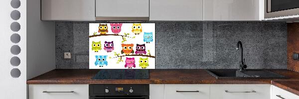 Kitchen splashback Colorful owls