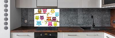 Kitchen splashback Colorful owls